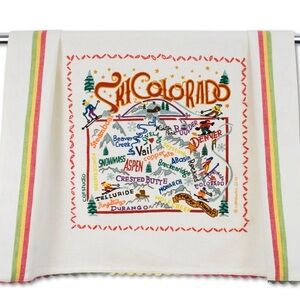 Ski Colorado by Catstudio Embroidered Hand Tea Kitchen Towel